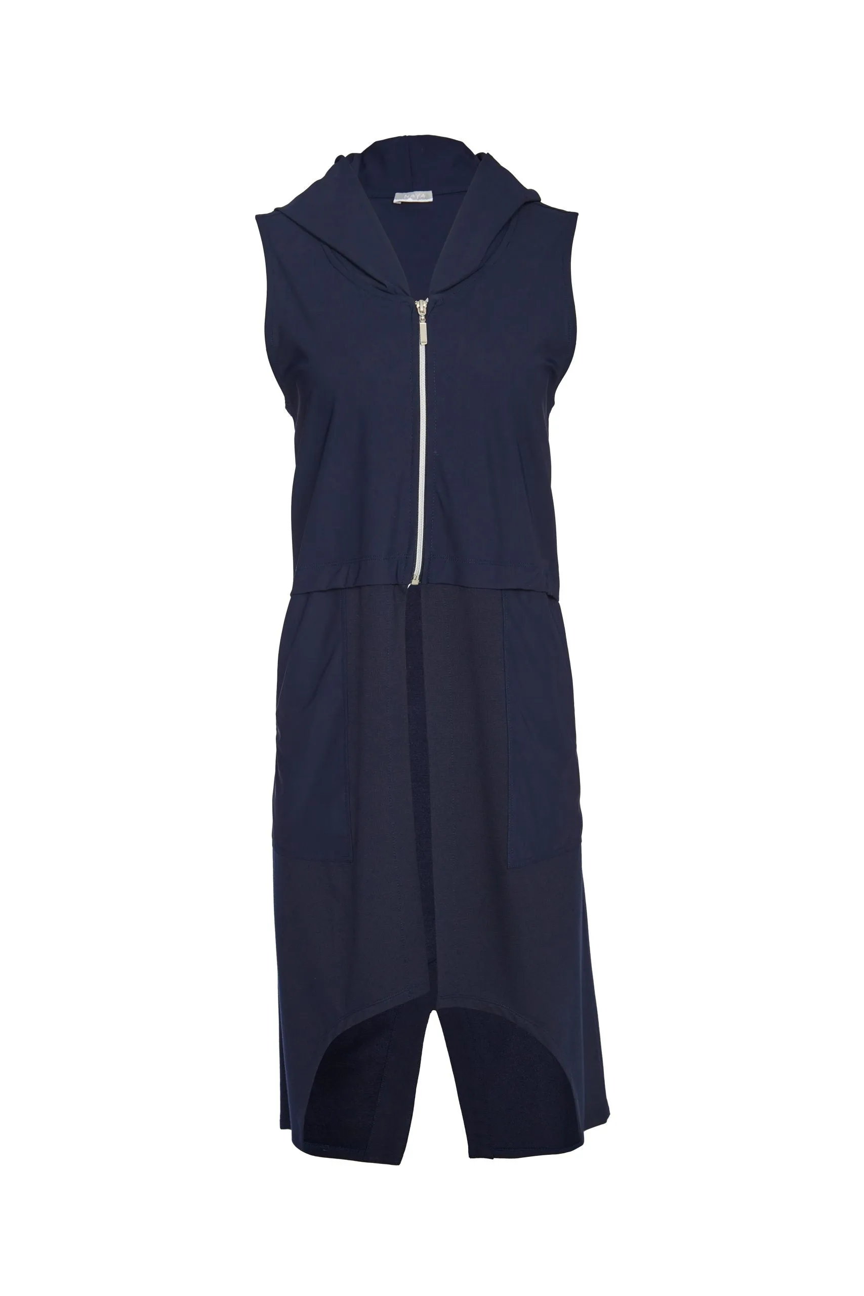 114- Jersey Gilet w/ Contrast Panels Navy- Naya