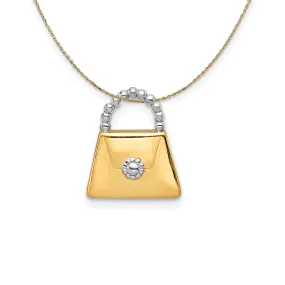 14k Yellow Gold & Rhodium Purse Slide Necklace