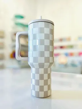 40 oz Checkered Tumbler Handle