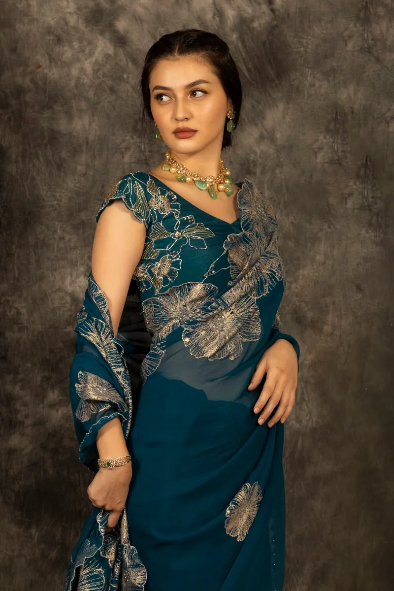 Aanya Saree- Teal