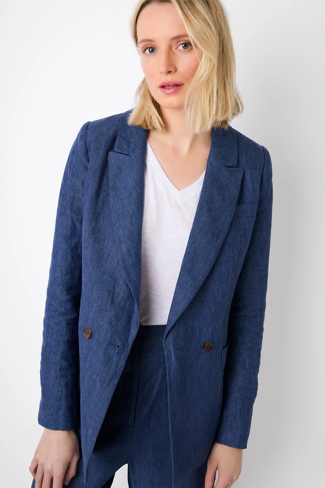 Alaina Double Breasted Blazer - Denim Blue