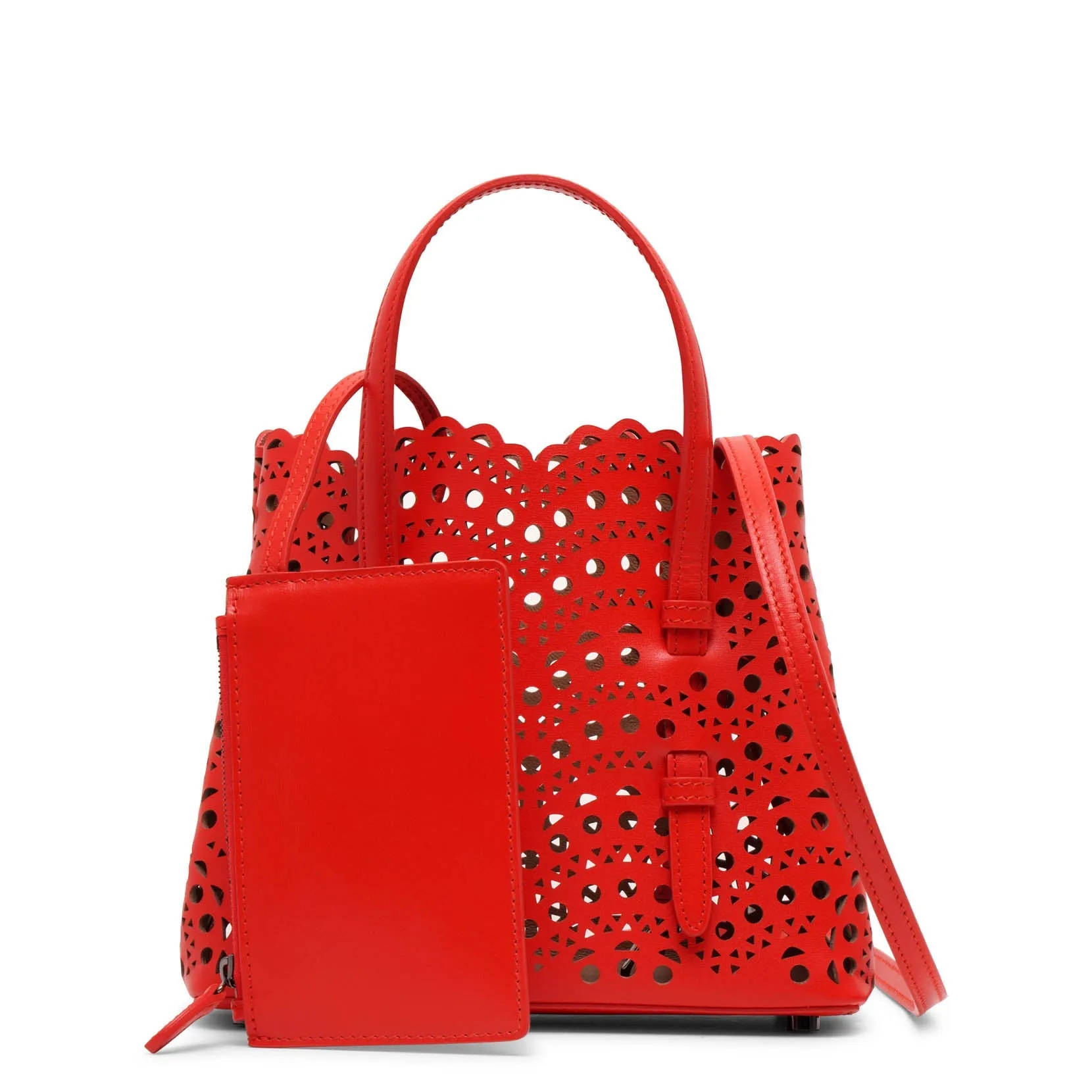 Alaïa Mina 20 vienne vague red leather tote bag