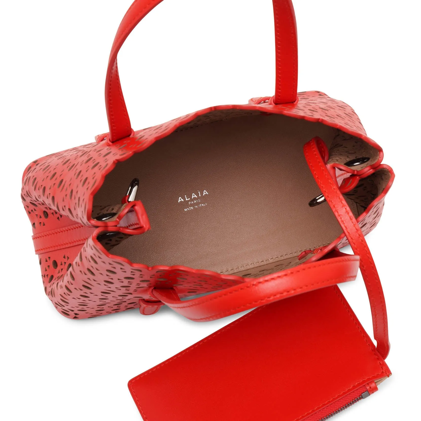 Alaïa Mina 20 vienne vague red leather tote bag