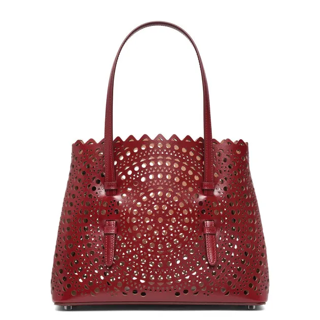 Alaïa Mina 25 circulaire bordeaux tote bag