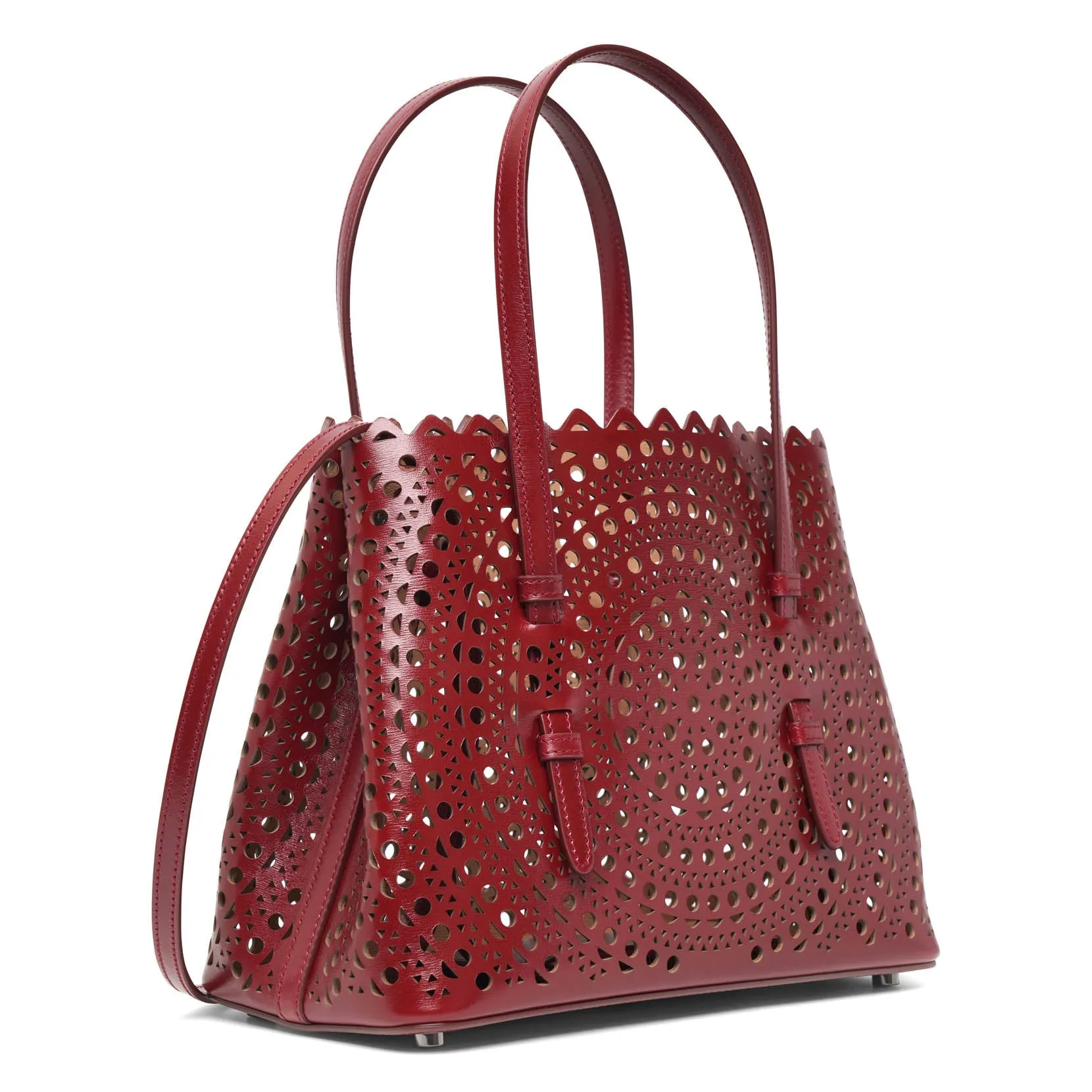 Alaïa Mina 25 circulaire bordeaux tote bag