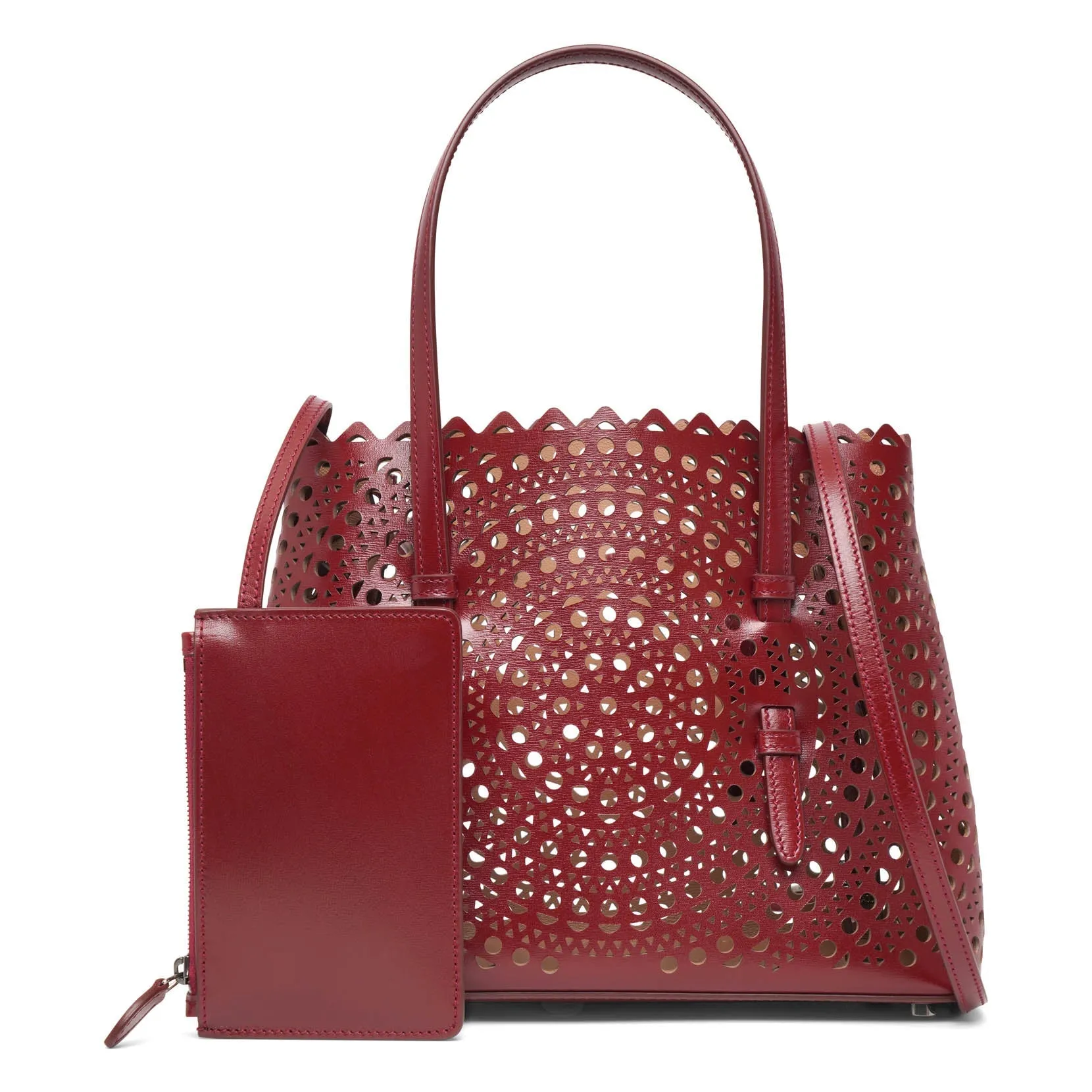 Alaïa Mina 25 circulaire bordeaux tote bag