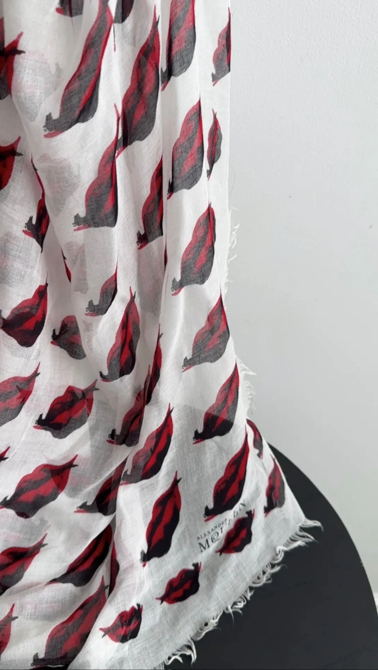 Alexander McQueen Lips Cashmere Silk Scarf - Red and White