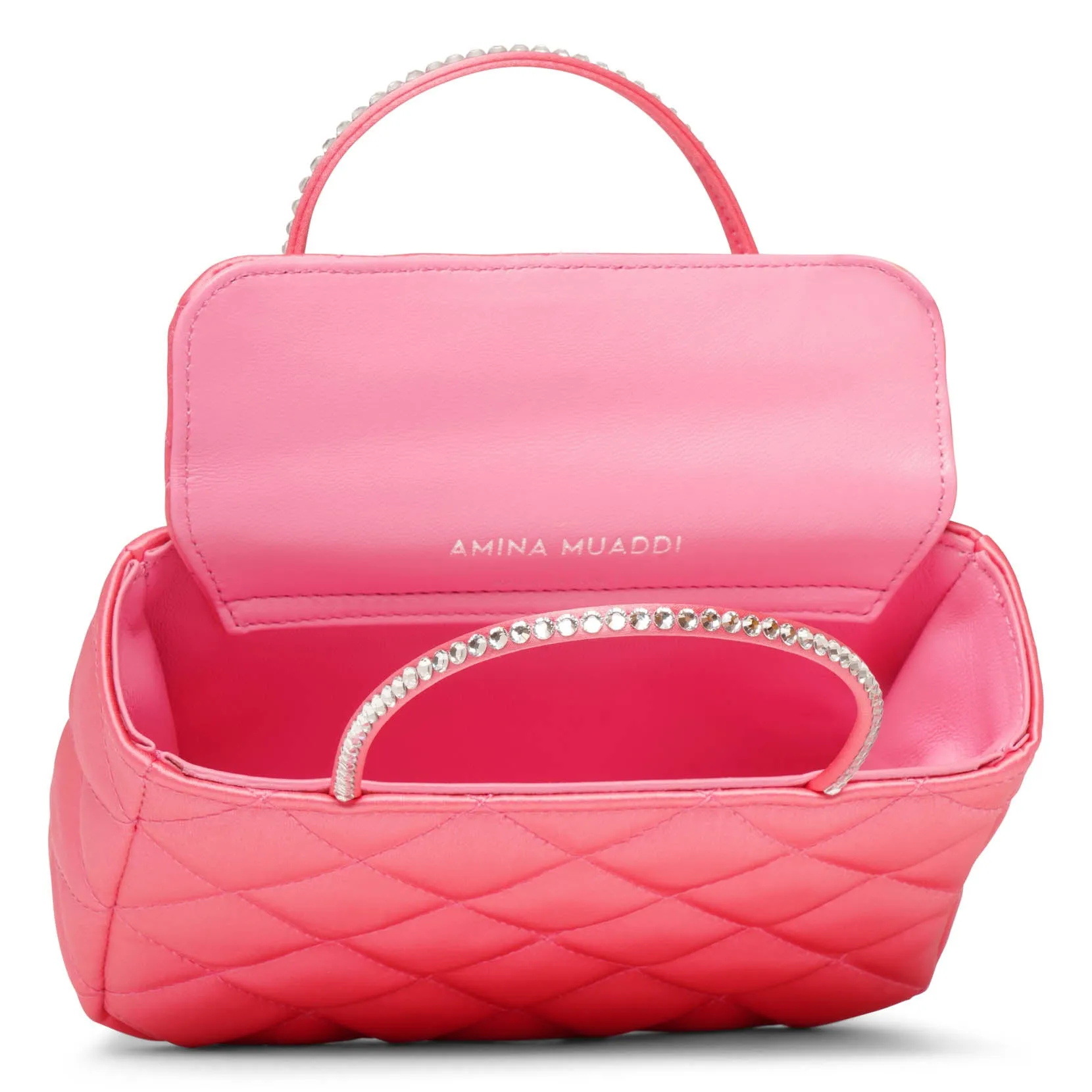 Amina Muaddi Betty pink satin tote bag