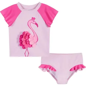 Andy & Evan Infant Rashguard Set , Pink Flamingo