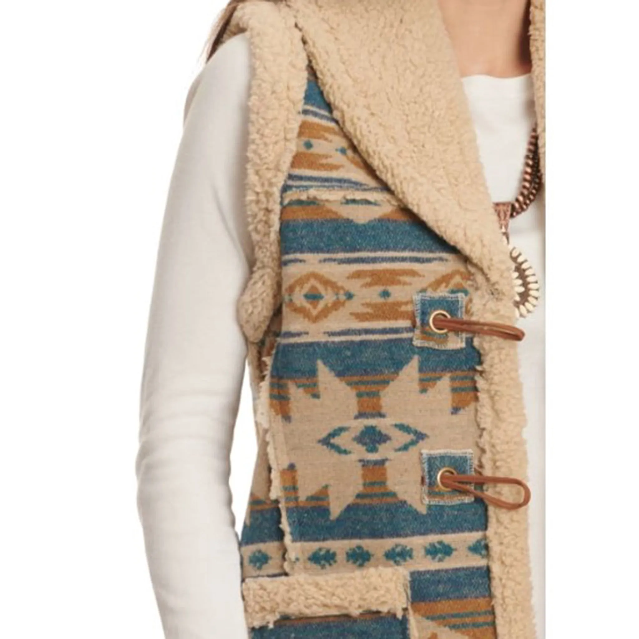 Aztec Sherpa Vest for Women | Cotton & Rye