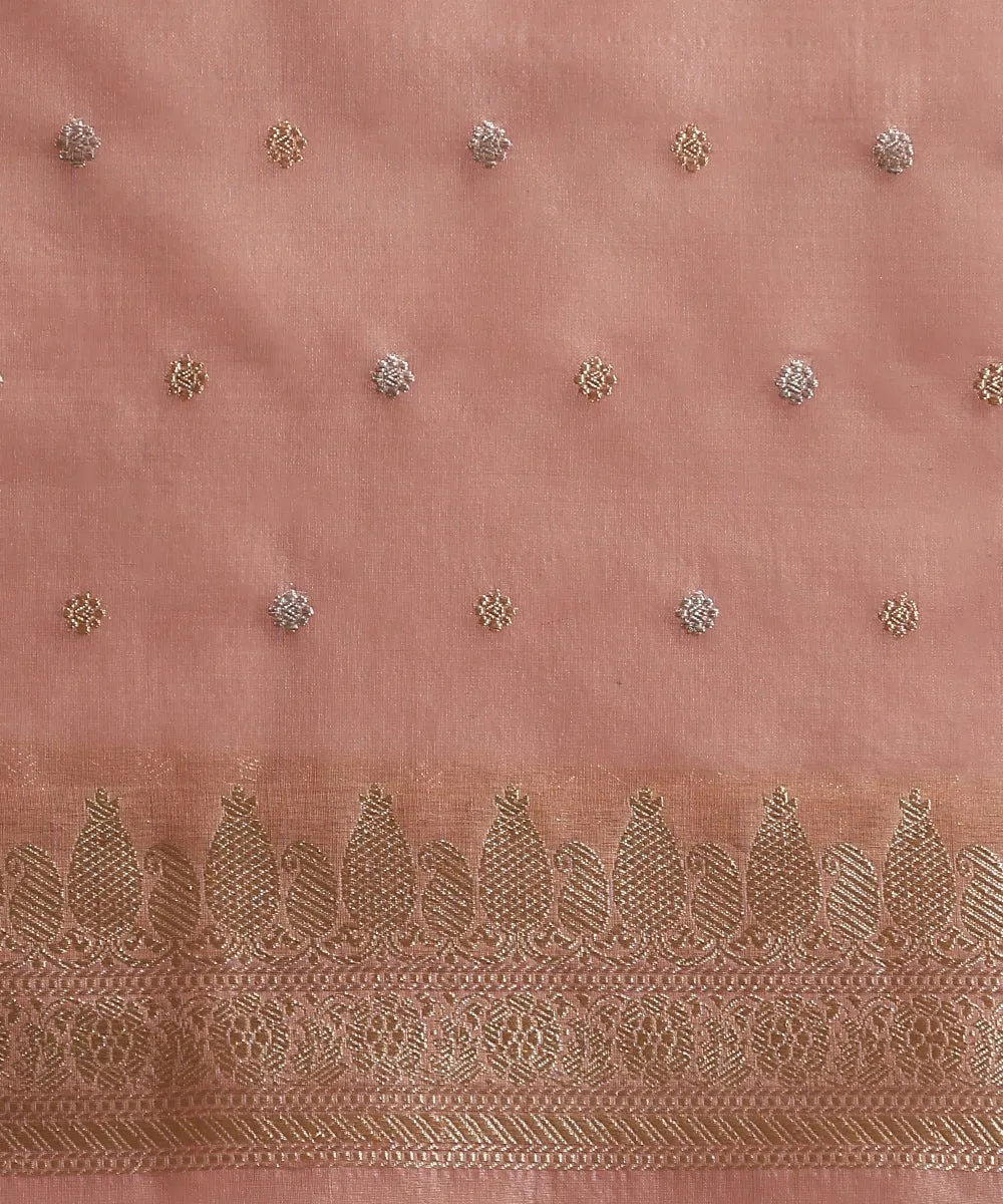 Baby Pink Handloom Pure Kora Silk Banarasi Saree With Sona Rupa Kadhwa Booti