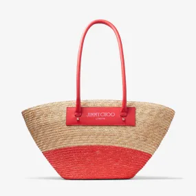 Beach Basket Tote/m Natural/Paprika Raffia Basket Tote Bag