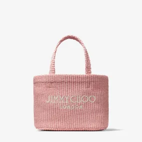 Beach Tote East-west Mini Rose/Latte Raffia Embroidered Mini Tote Bag