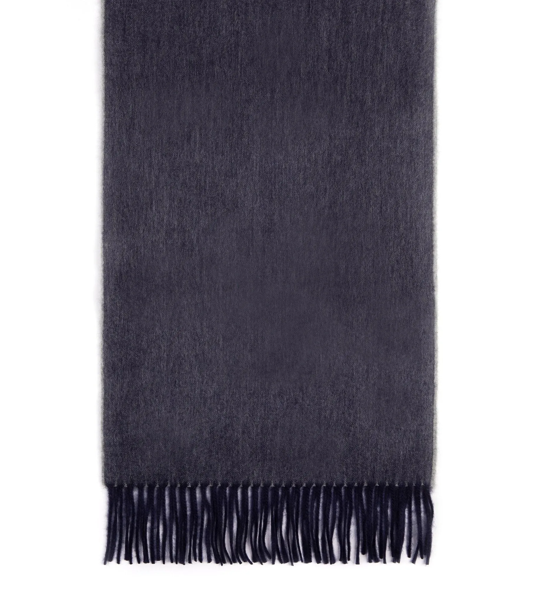 Begg x Co Arran Cashmere Scarf Reversible Oversized Navy/Grey