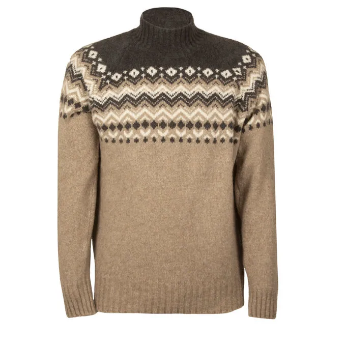 Beige Wool Turtleneck - Men's Mixed-Wool Turtleneck - Beige