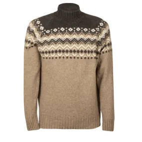 Beige Wool Turtleneck - Men's Mixed-Wool Turtleneck - Beige