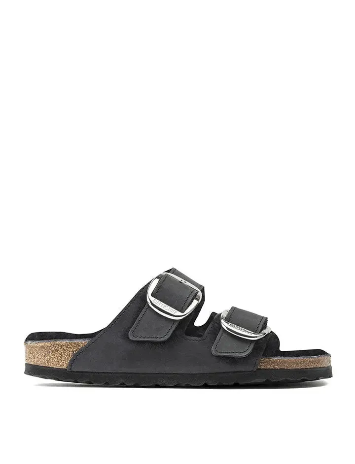 Birkenstock Arizona Shearling Black Narrow Sandal Oiled Leather