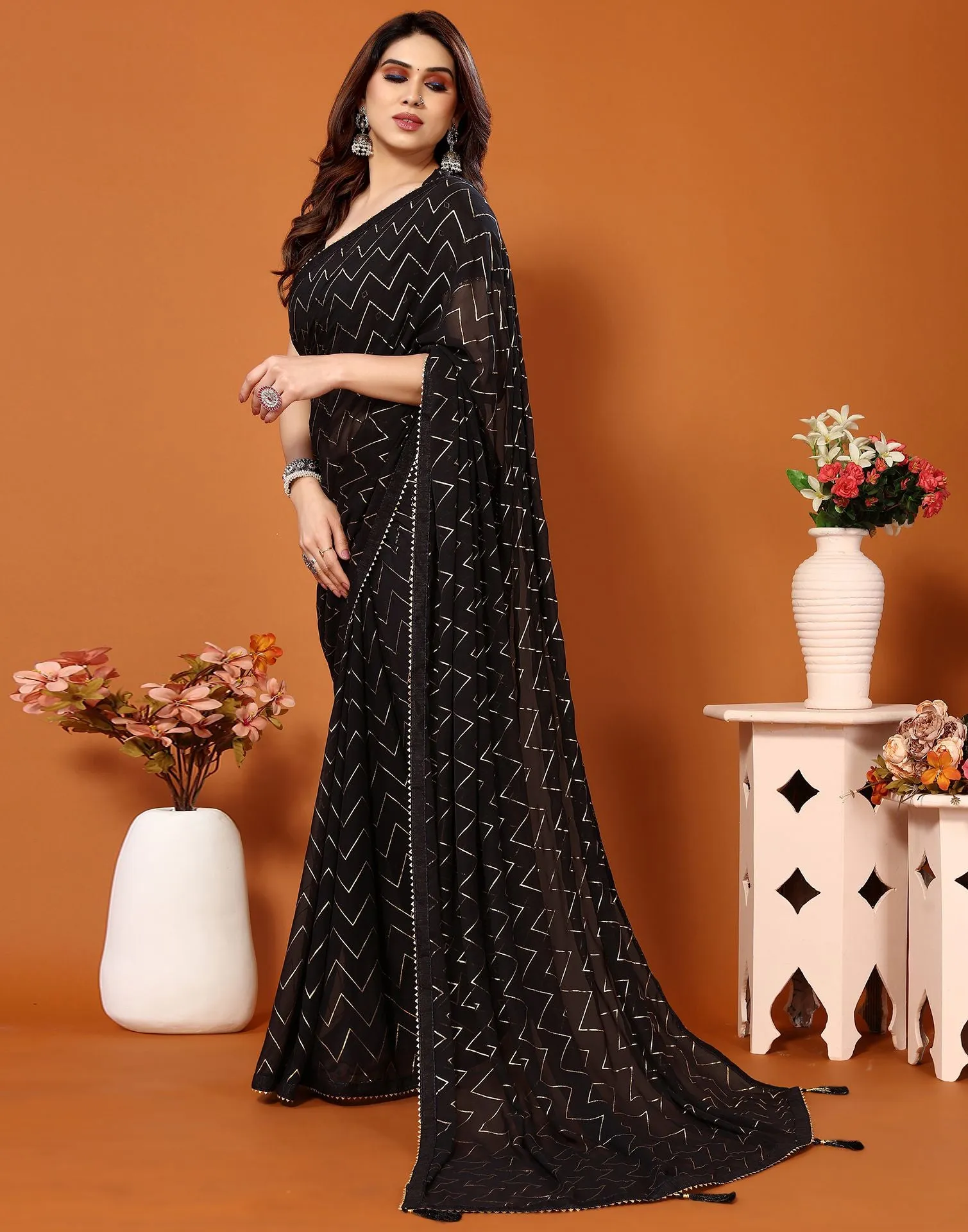 Black Printed Saree