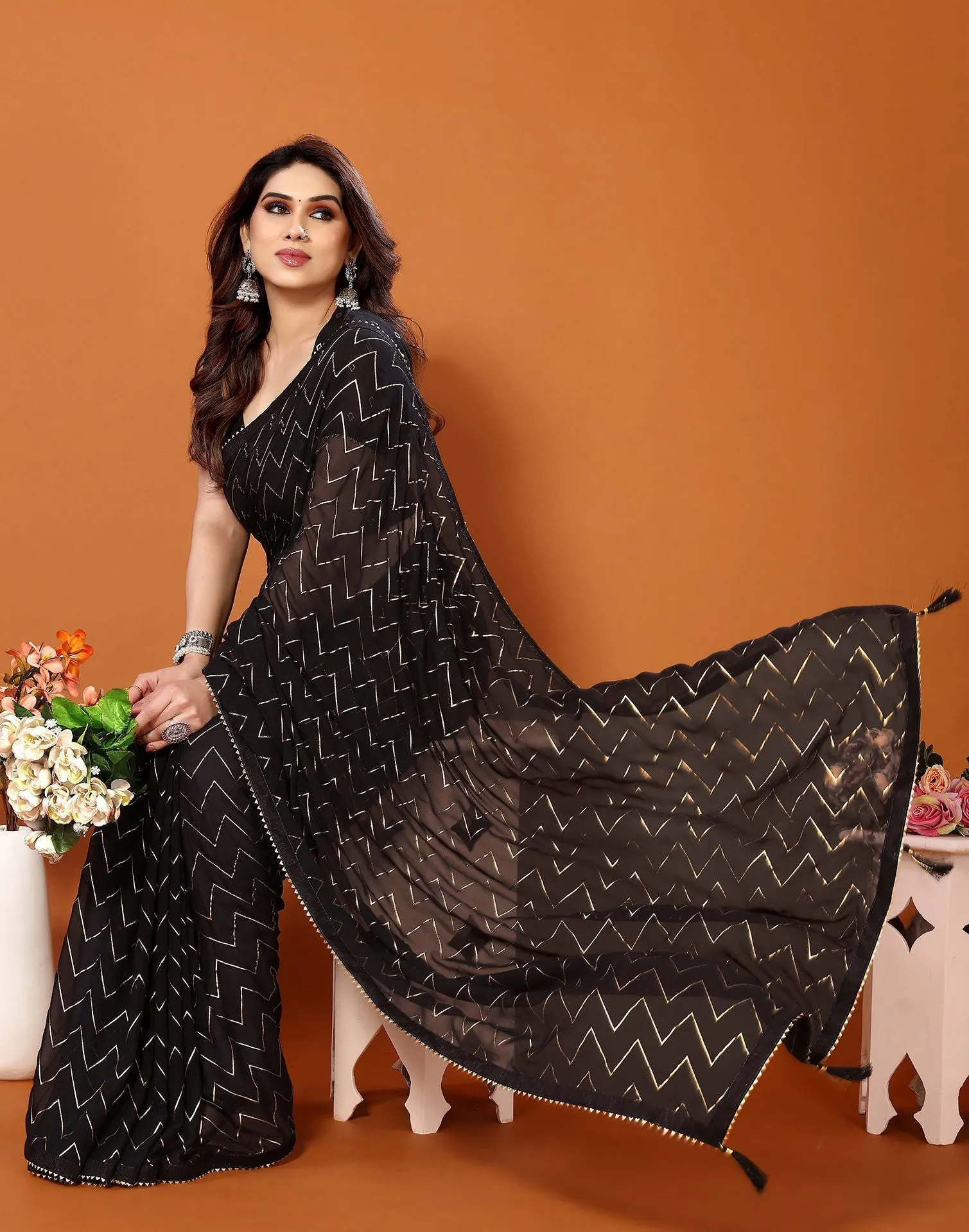 Black Printed Saree