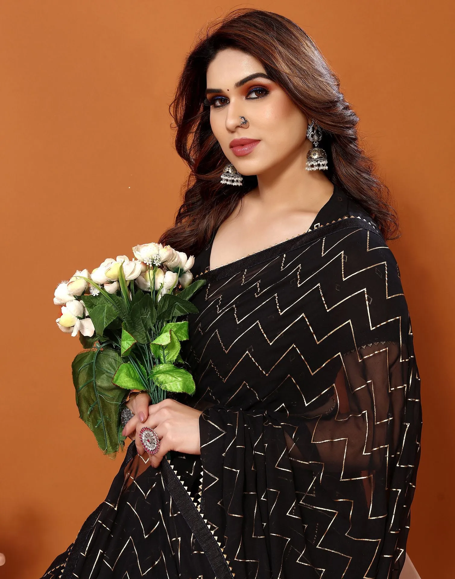 Black Printed Saree