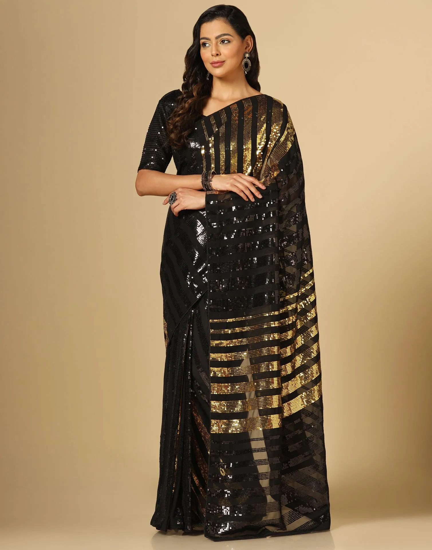 Black Sequence Saree