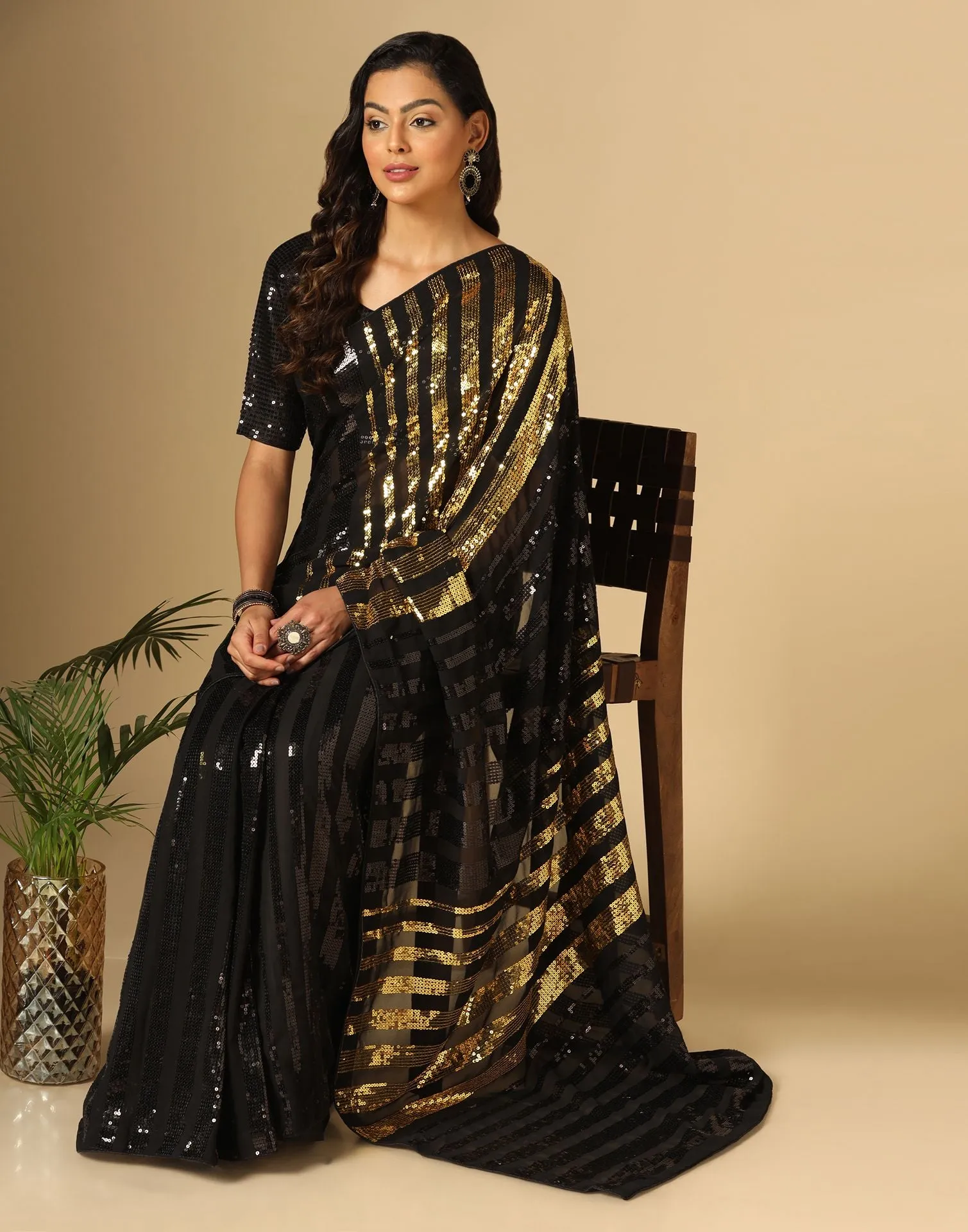 Black Sequence Saree