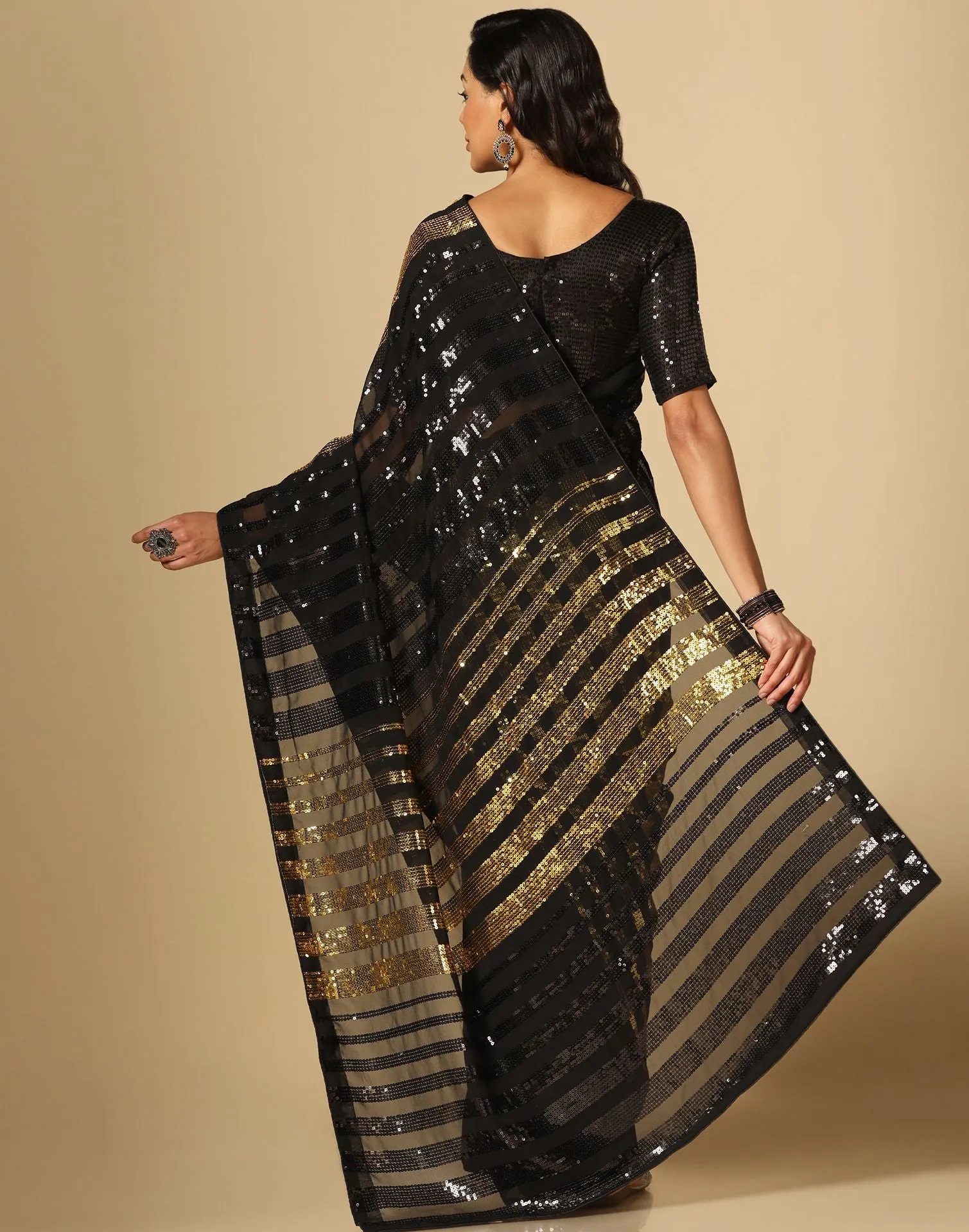 Black Sequence Saree