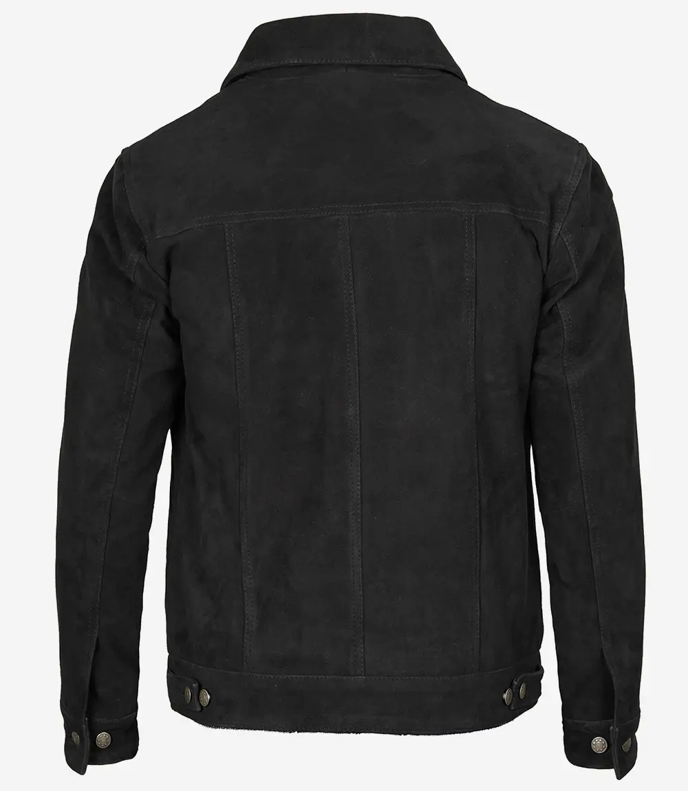 Black Suede Trucker Jacket Men's