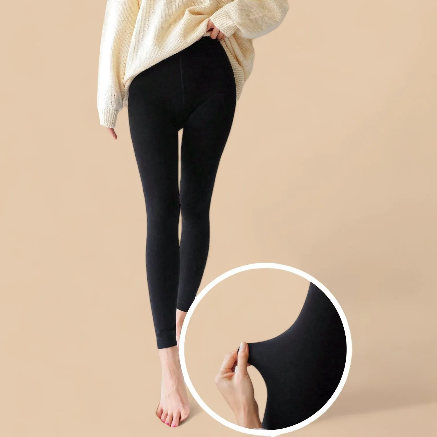 Black Thermal Leggings with Fleece Lining