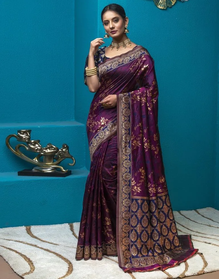 Blue Jacquard Silk Saree