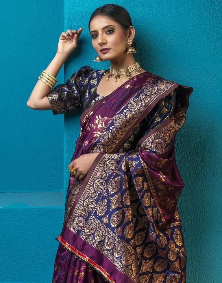 Blue Jacquard Silk Saree