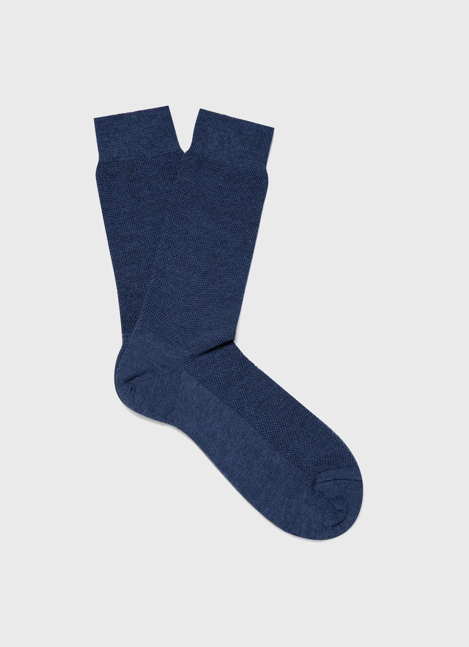 Blue Merino Wool Waffle Socks for Men