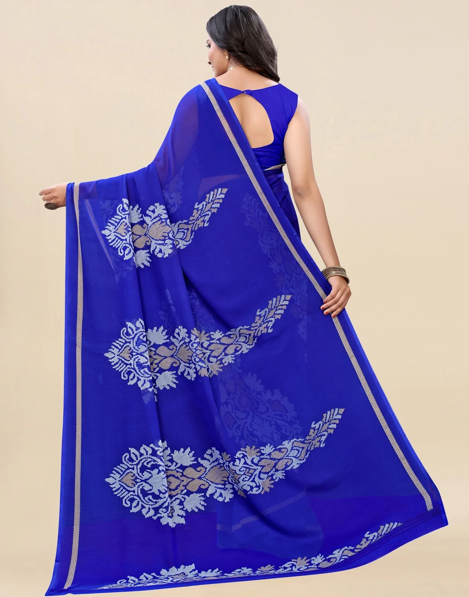 Blue Printed Saree