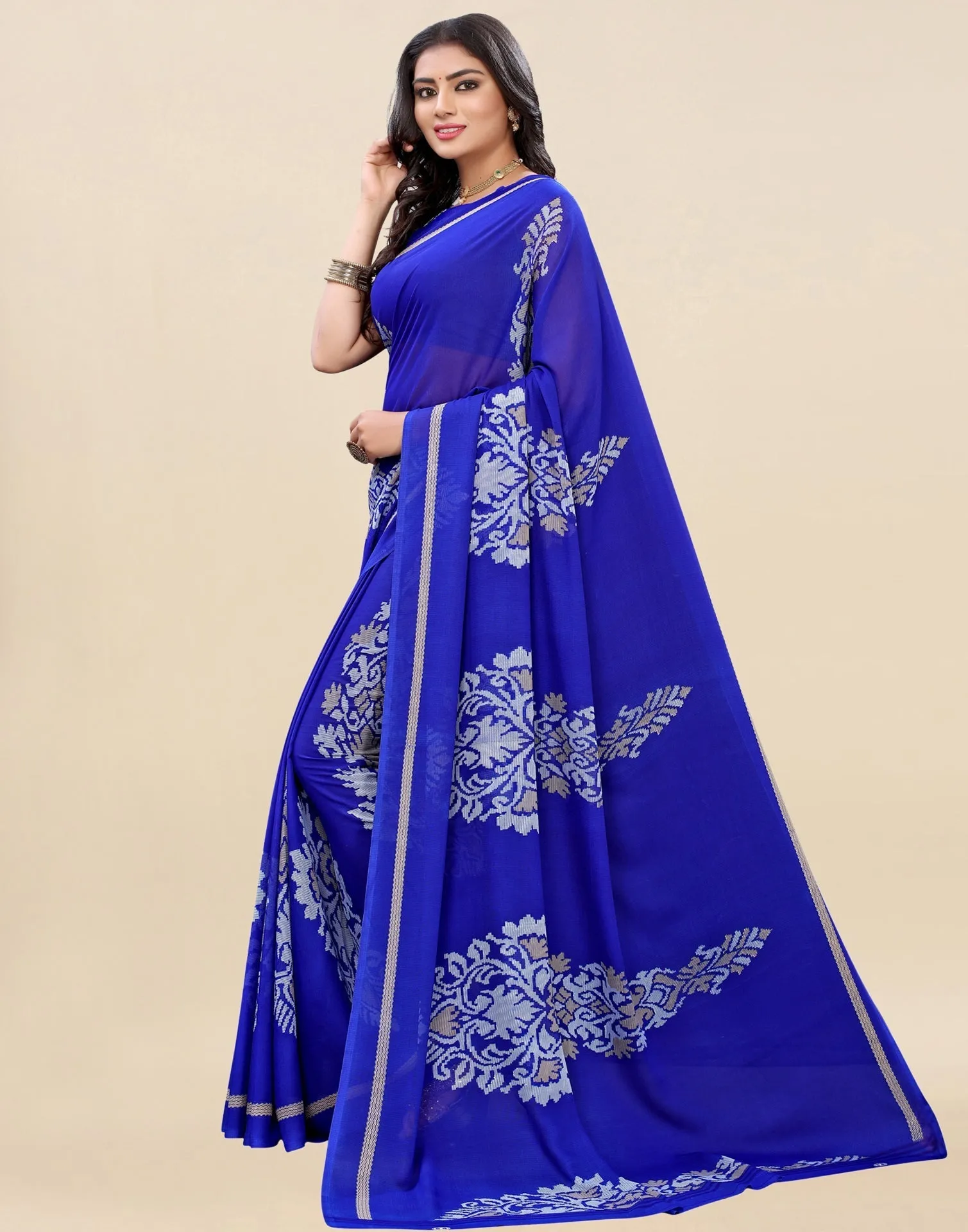 Blue Printed Saree