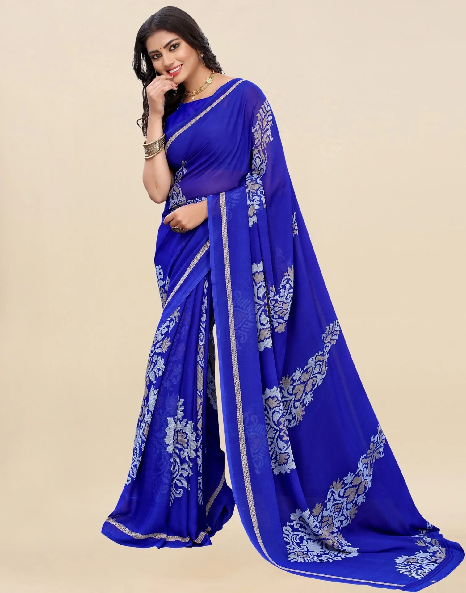 Blue Printed Saree