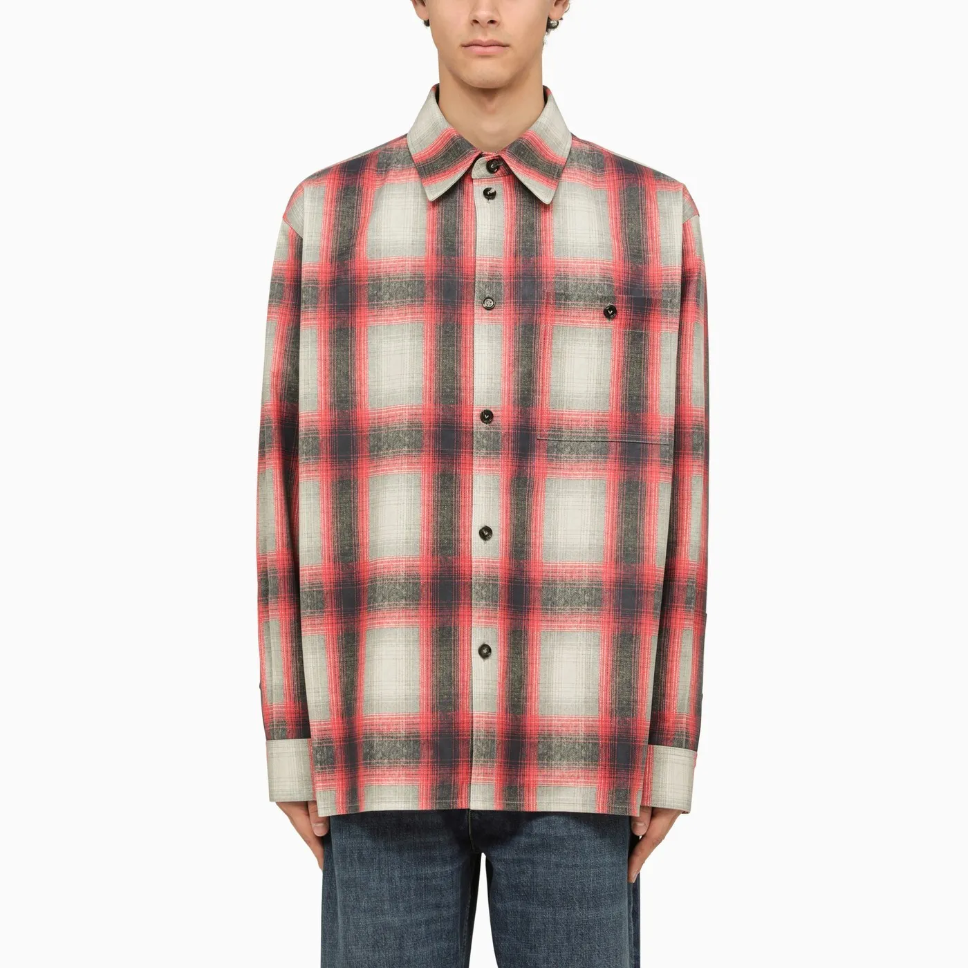 Bottega Veneta Flannel Print Leather Shirt