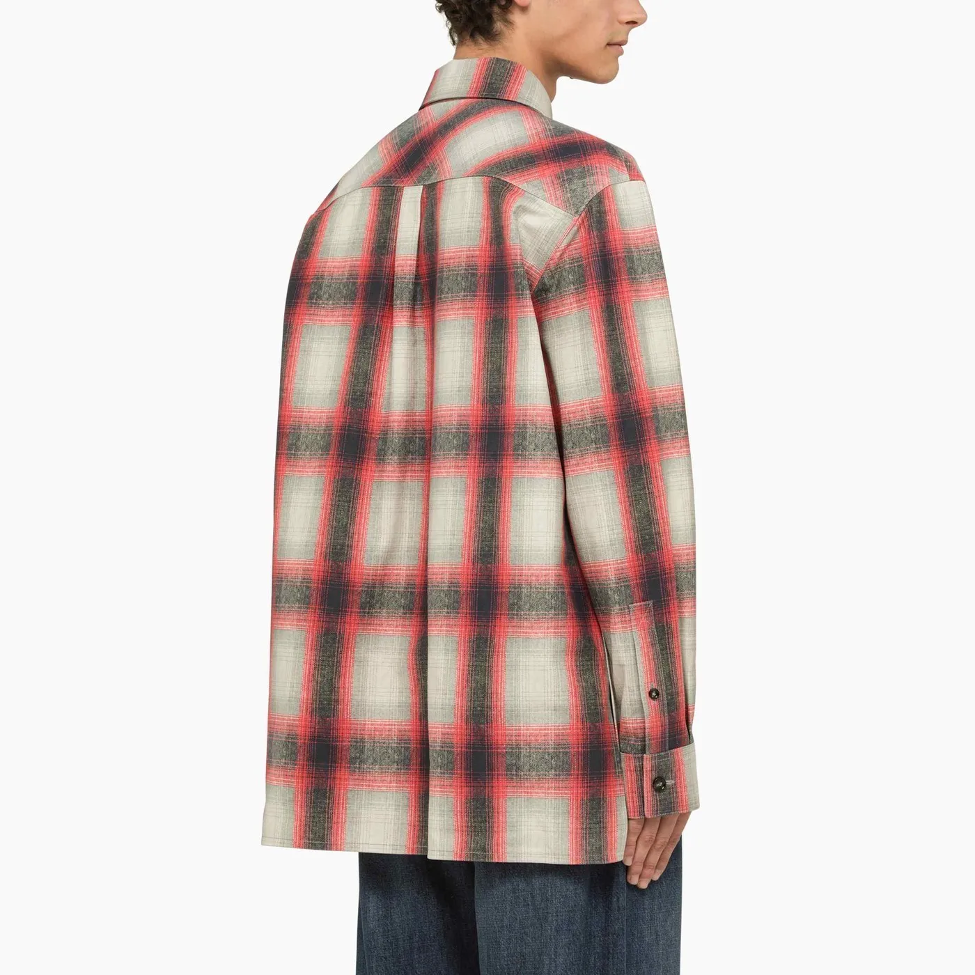 Bottega Veneta Flannel Print Leather Shirt