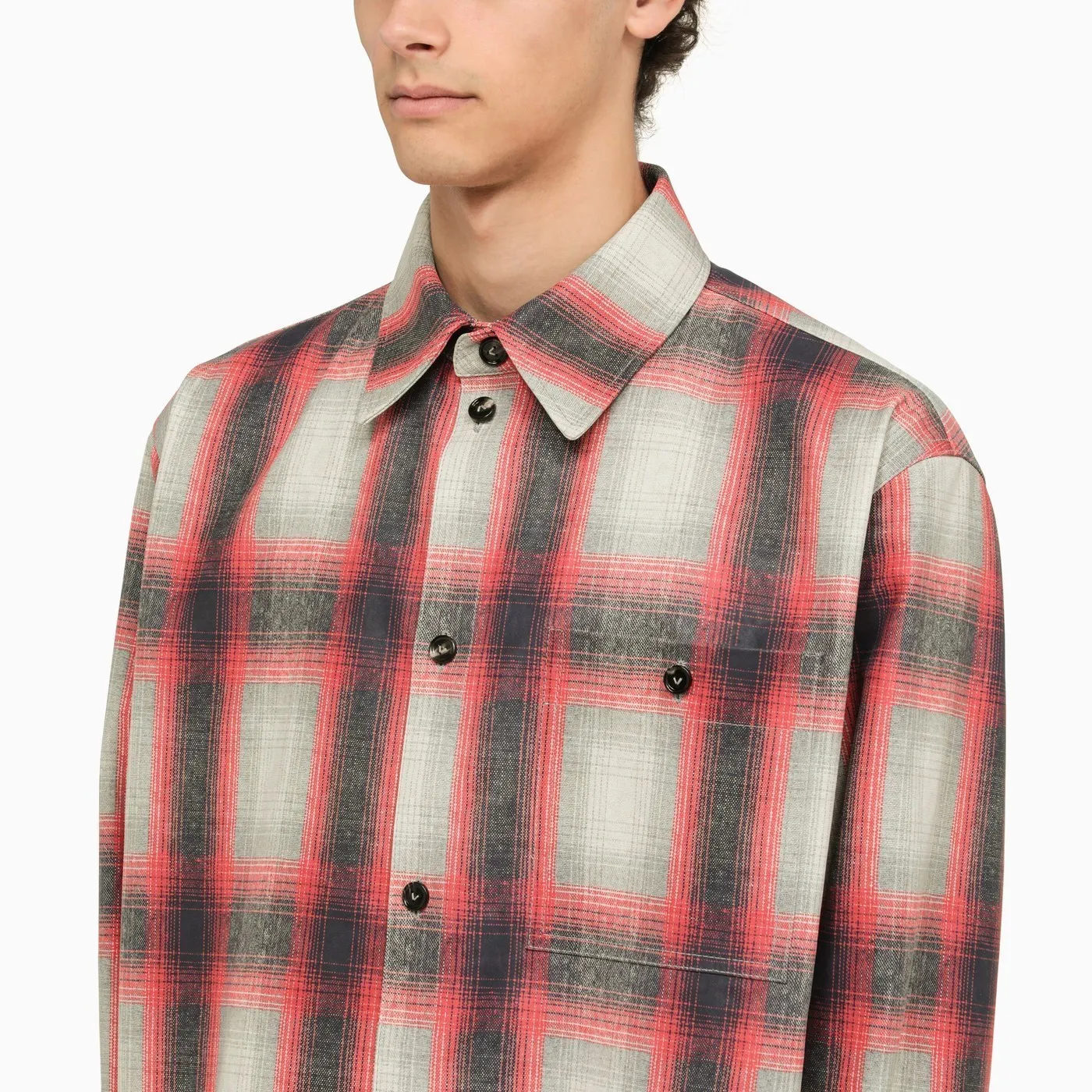 Bottega Veneta Flannel Print Leather Shirt