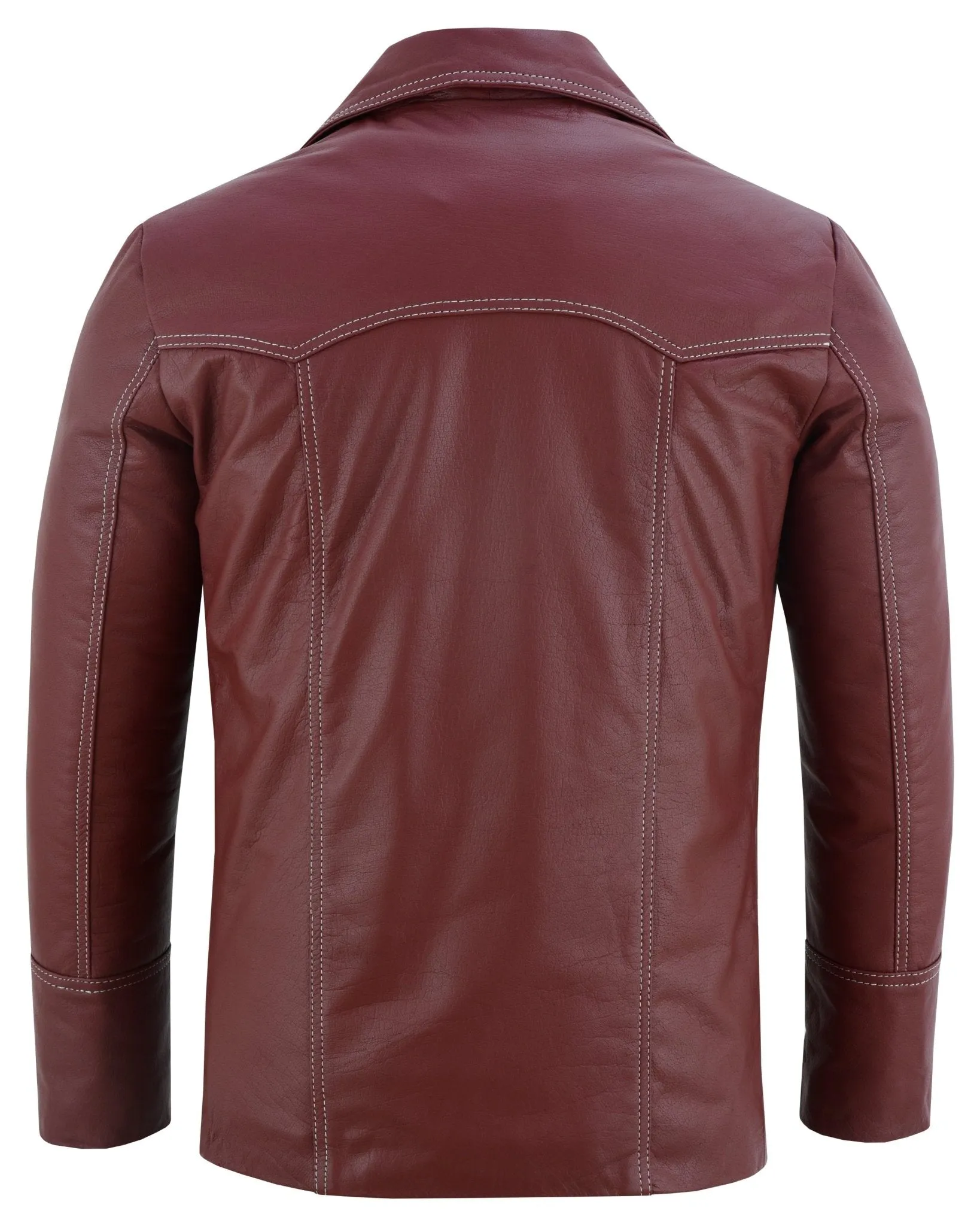 Brad Pitt Fight Club Dark Red Blazer Style Leather Jacket