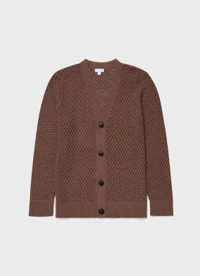 Brown Men's Open Stitch Cardigan