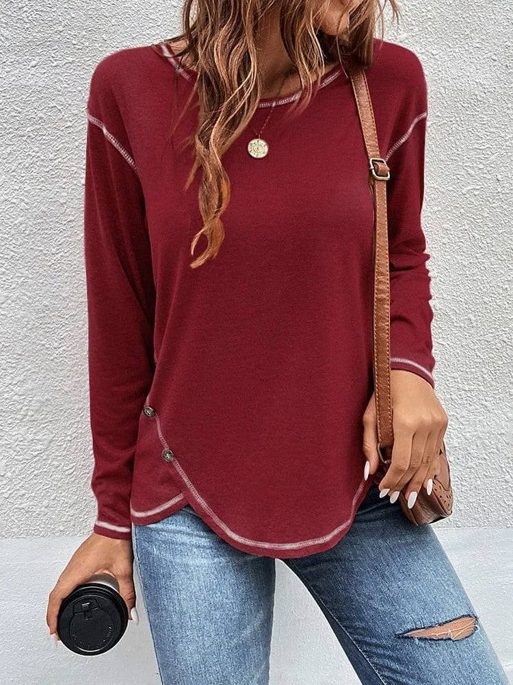 Burgundy Flannel Shirt for Women with Button Up and Long Sleeve