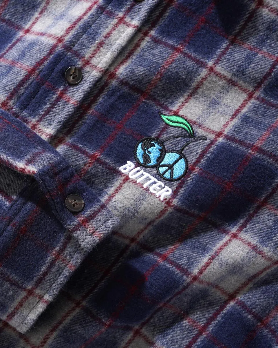 Butter Goods Cherry Flannel Shirt, Navy - Shop Now!