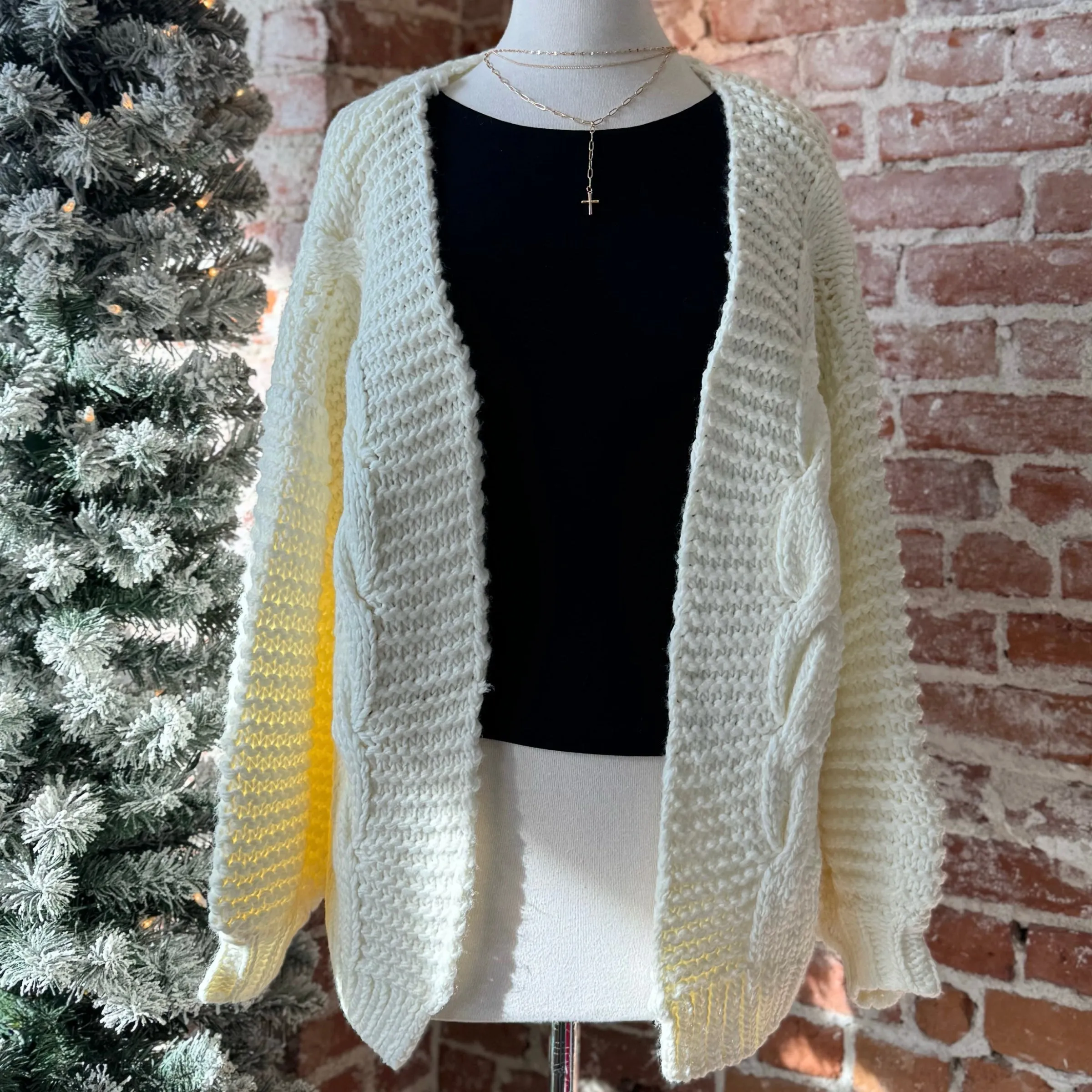 Calista Cream Chunky Knit Cardigan