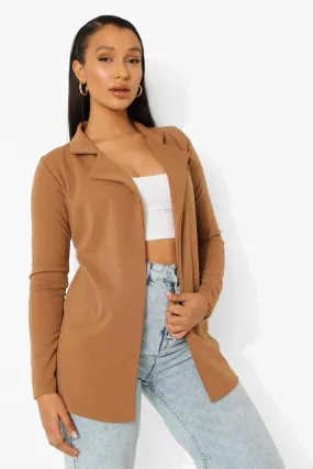 Camel Longline Fitted Blazer