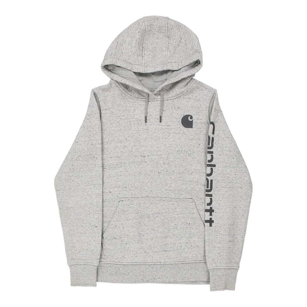 Carhartt Spellout Hoodie - Small Grey Cotton Blend