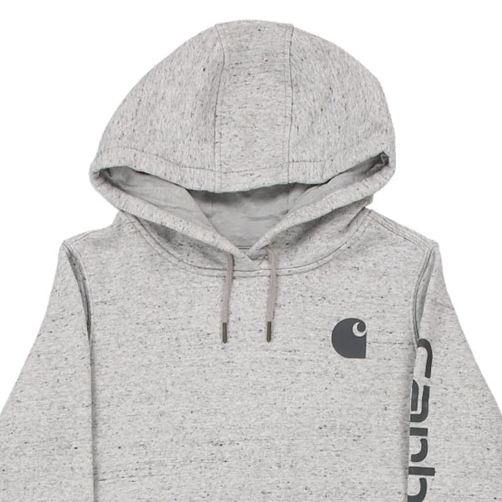 Carhartt Spellout Hoodie - Small Grey Cotton Blend