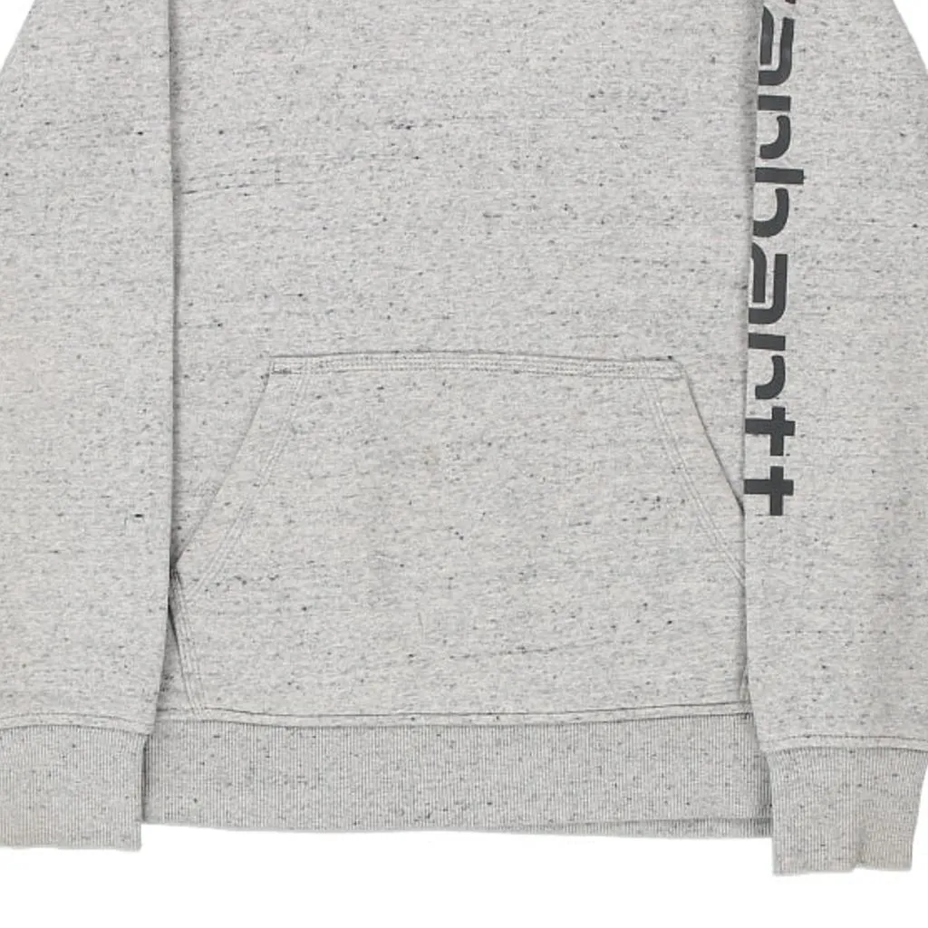 Carhartt Spellout Hoodie - Small Grey Cotton Blend