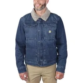 Carhartt Mens Relaxed Fit Denim Sherpa Lined Jacket