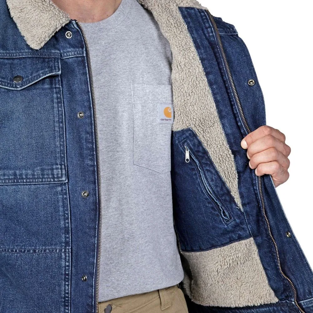 Carhartt Mens Relaxed Fit Denim Sherpa Lined Jacket