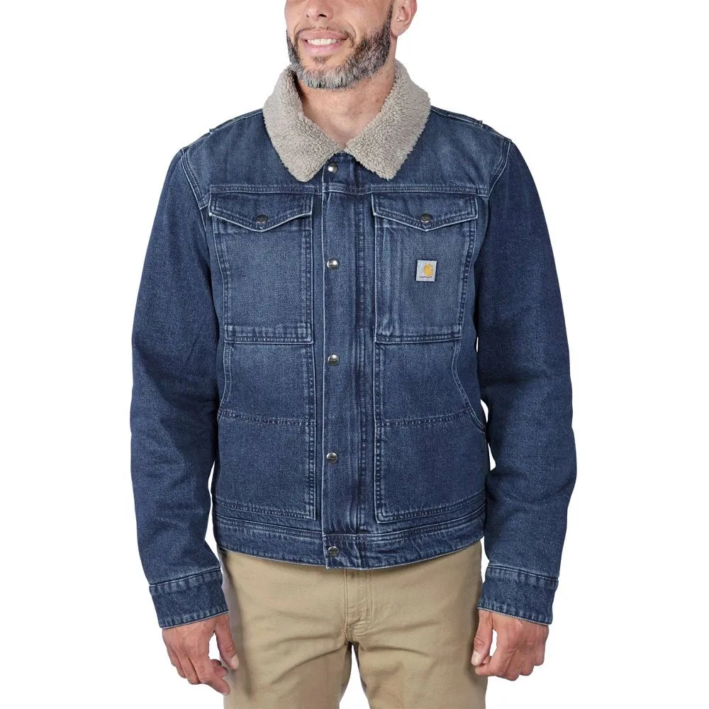 Carhartt Mens Relaxed Fit Denim Sherpa Lined Jacket